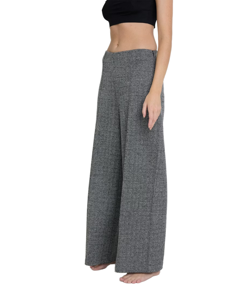 Kate Jacquard Pants - Black/White Herringbone