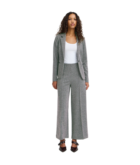 Kate Jacquard Pants - Black/White Herringbone