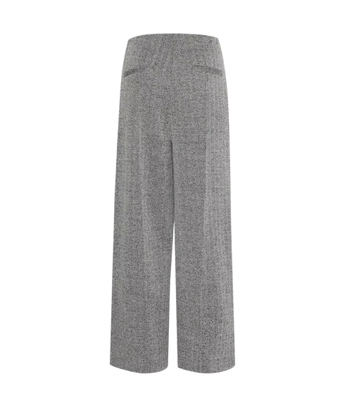 Kate Jacquard Pants - Black/White Herringbone