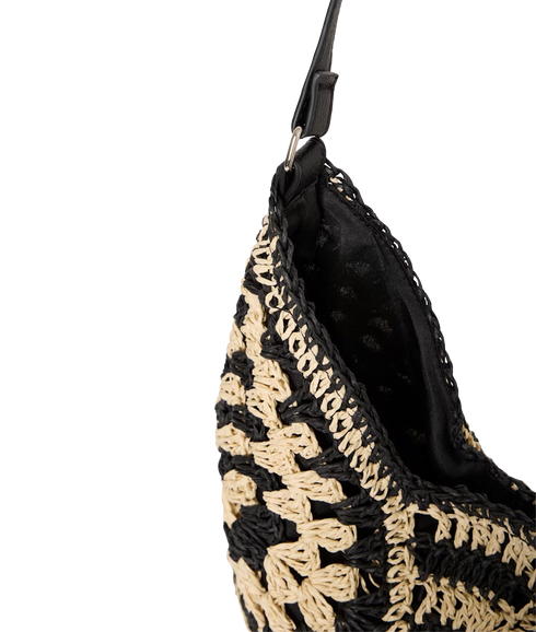 Lysara Woven Shoulder Bag - Black