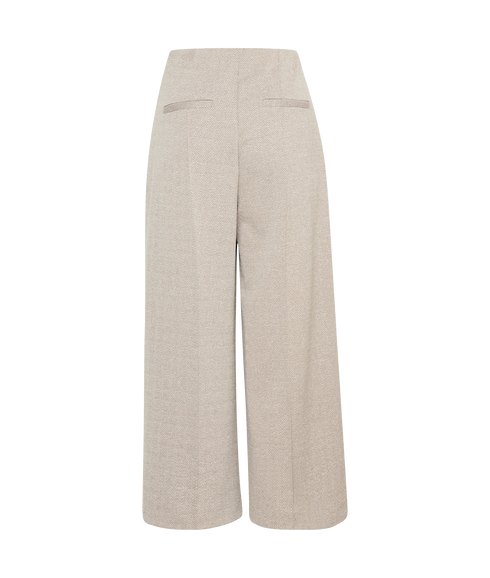 Kate Jacquard Cropped Wide Pant - Beige