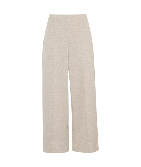 Kate Jacquard Cropped Wide Pant - Beige
