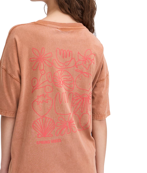 Nabino Flower Detail T-Shirt - Brown Patina