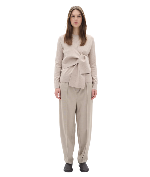 Udelia Tie Waist Pullover - Beige