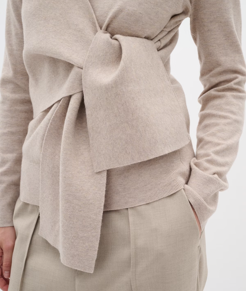 Udelia Tie Waist Pullover - Beige
