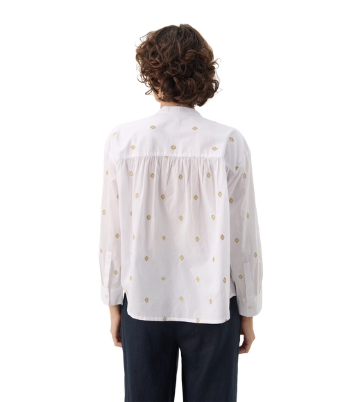 Natale Blouse - Bright White Gold Embroidery
