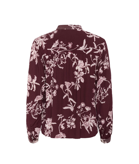 Shiroma Blouse - Tawny Port Botanical Print