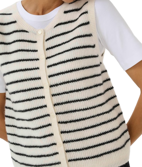 Pimira Waistcoat - Eggnog/Navy Stripe