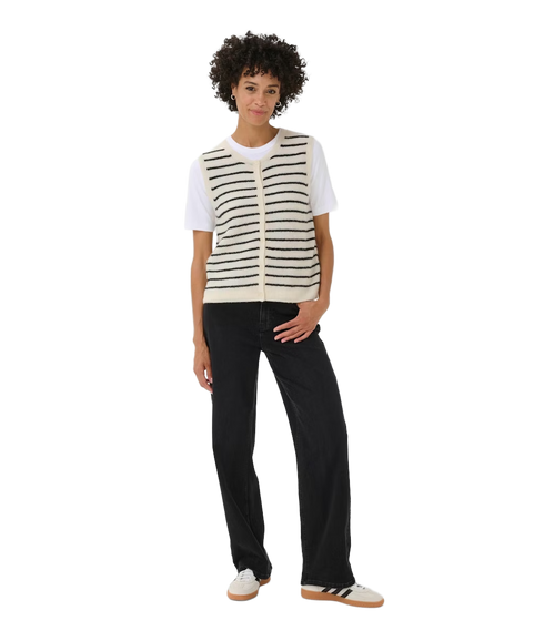 Pimira Waistcoat - Eggnog/Navy Stripe