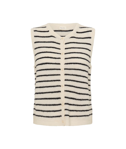 Pimira Waistcoat - Eggnog/Navy Stripe