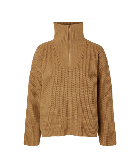 Half Zip Pullover - Brown