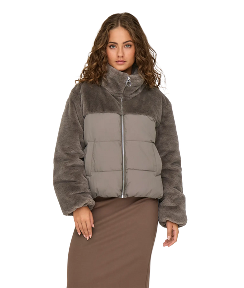 Wanja Fur Puffer Mix Jacket - Walnut