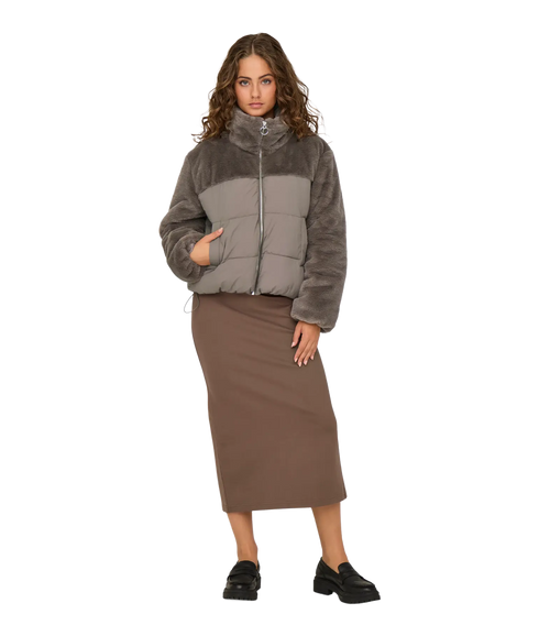 Wanja Fur Puffer Mix Jacket - Walnut