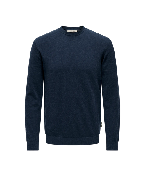 Loui Reg 12 Mel Crew Knit Noos - Dress Blues Melange