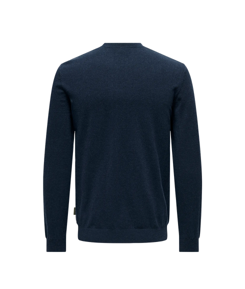 Loui Reg 12 Mel Crew Knit Noos - Dress Blues Melange