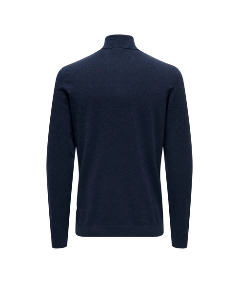 Loui Reg 12 Mel Half Zip Knit Noos - Dress Blues Melange