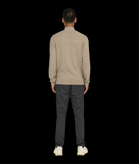 Loui Reg 12 Mel Half Zip Knit Noos - Desert Taupe Melange