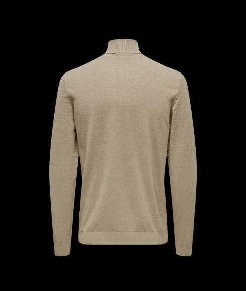 Loui Reg 12 Mel Half Zip Knit Noos - Desert Taupe Melange