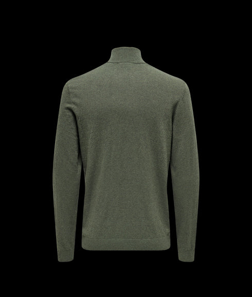 Loui Reg 12 Mel Half Zip Knit - Castor Gray Melange