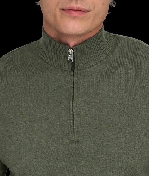 Loui Reg 12 Mel Half Zip Knit - Castor Gray Melange