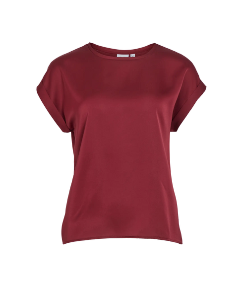 Ellette S/S Satin Top - Cabernet