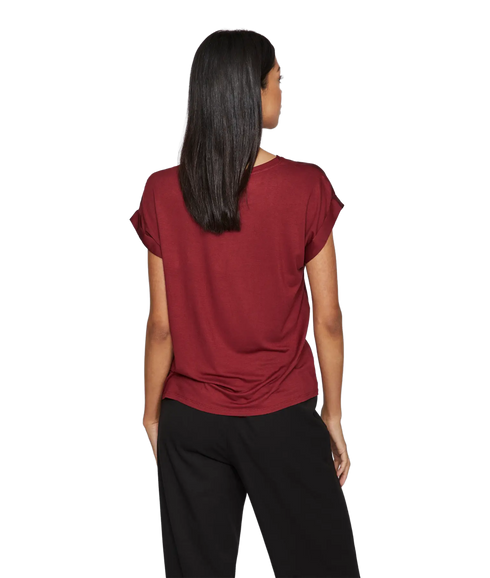Ellette S/S Satin Top - Cabernet