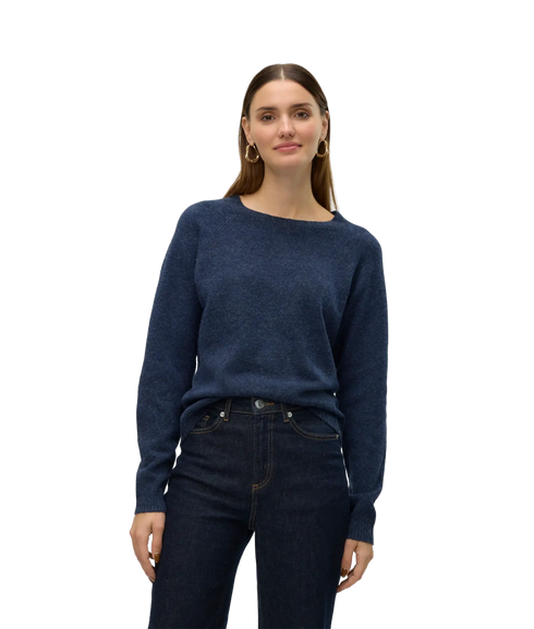 Doffy LS O-Neck Blouse - Blue