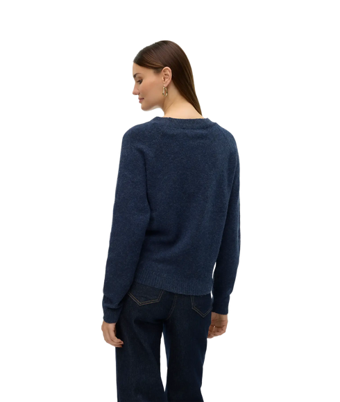Doffy LS O-Neck Blouse - Blue