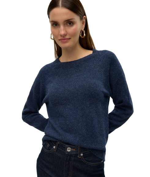 Doffy LS O-Neck Blouse - Blue