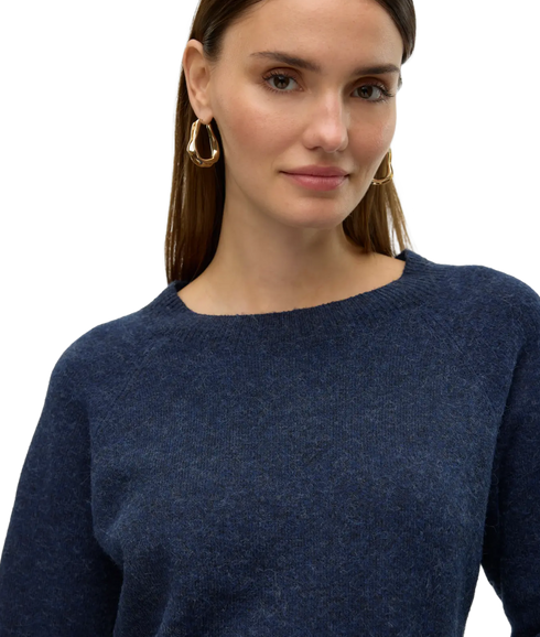Doffy LS O-Neck Blouse - Blue