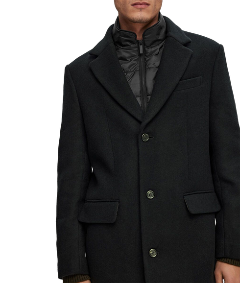 Single Breasted 2-in-1 Coat - Black