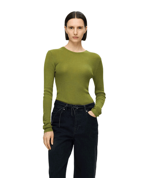 Long Sleeve Knitted Top - Green
