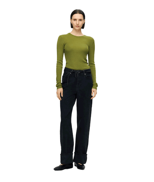 Long Sleeve Knitted Top - Green