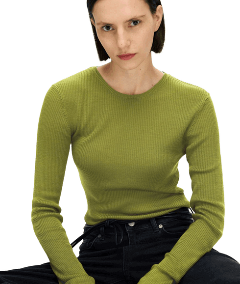 Long Sleeve Knitted Top - Green