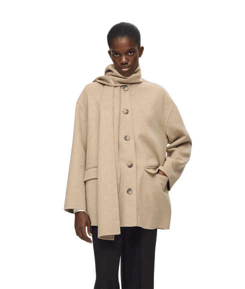 Built in Scarf Jacket - Beige