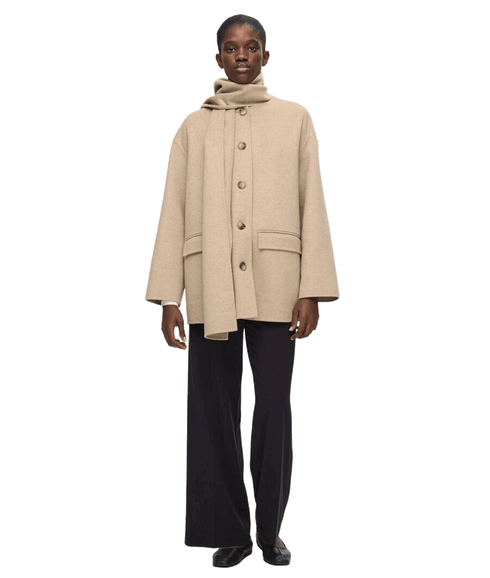 Built in Scarf Jacket - Beige