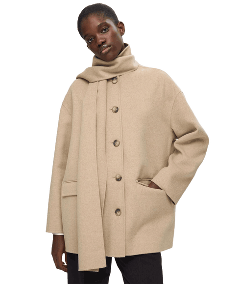 Built in Scarf Jacket - Beige