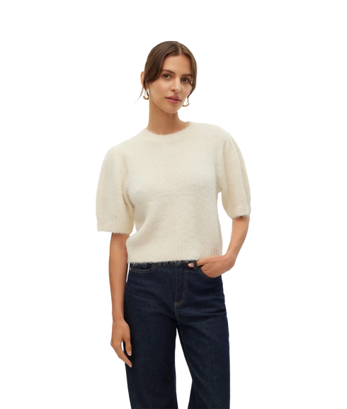 Novah Ss O-Neck Puff Pullover Ga - Birch