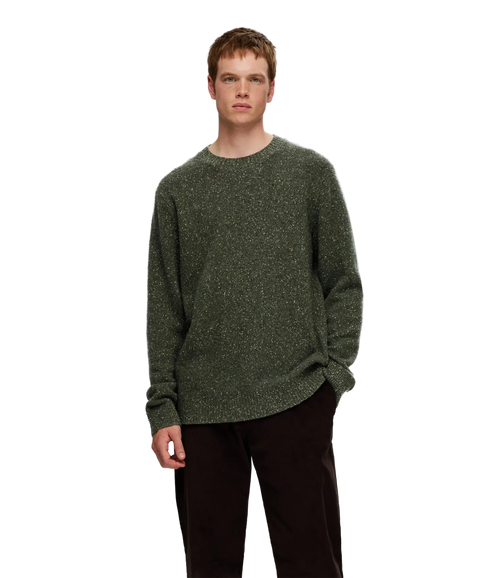Neil LS Knit Neps Crew Neck - Green