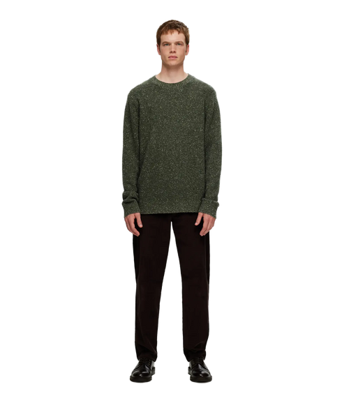 Neil LS Knit Neps Crew Neck - Green