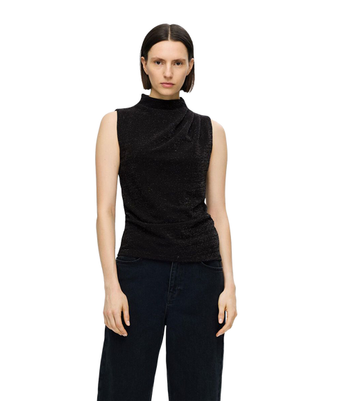Glitter Sleeveless Top - Black