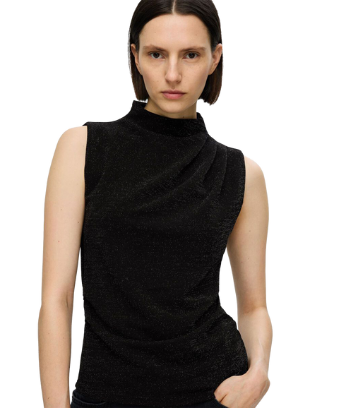 Glitter Sleeveless Top - Black