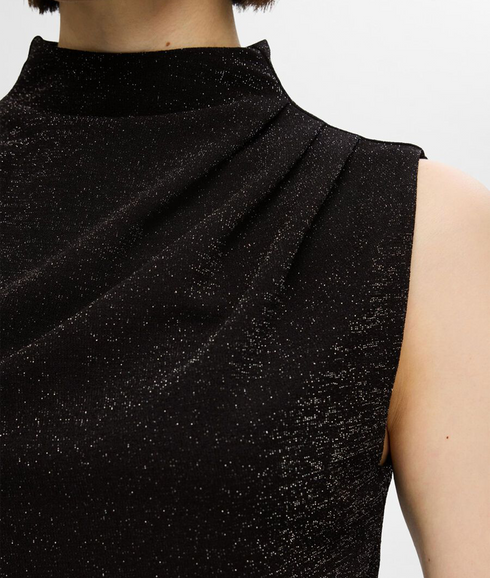 Glitter Sleeveless Top - Black