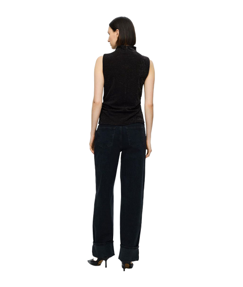 Glitter Sleeveless Top - Black
