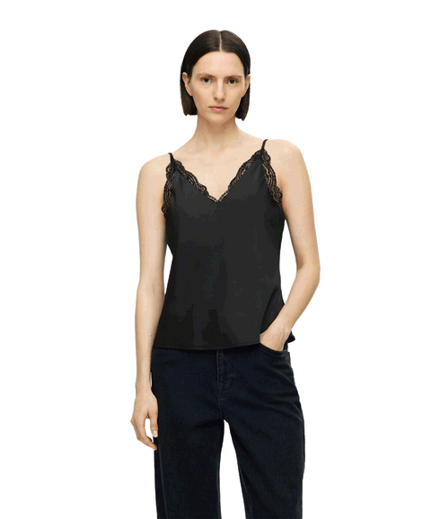 Lace Strap Top - Black