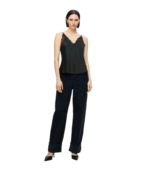 Lace Strap Top - Black