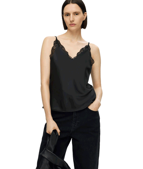 Lace Strap Top - Black