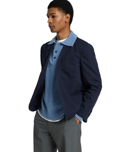 Glen Washed Blazer - Navy