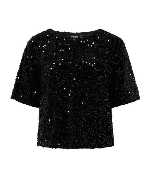 Kam Ss Top Jrs Bc - Black Black Sequins