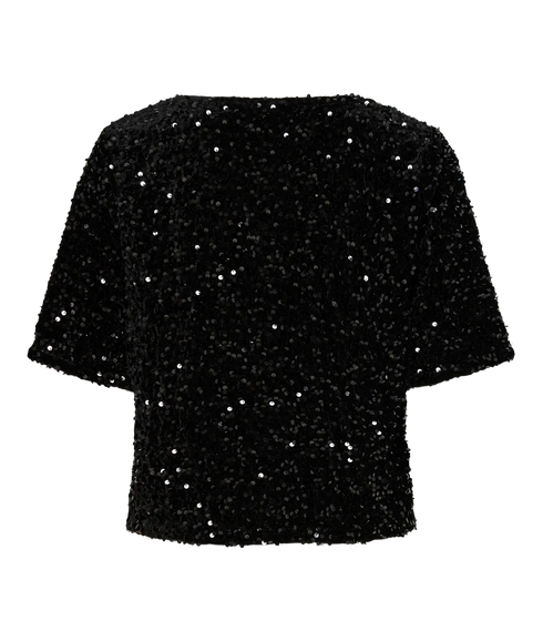 Kam Ss Top Jrs Bc - Black Black Sequins